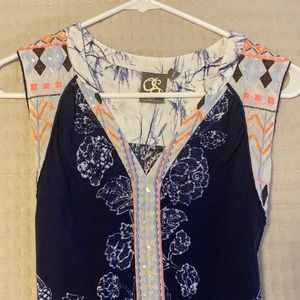 Anthropologie Tie Back Sequin Embroidered Top
